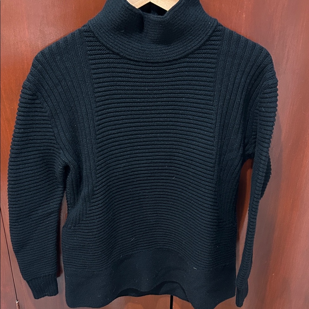 Athleta Black Ribbed Cowl Neck Sweater